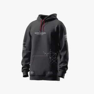 Áo hoodie màu than chì có dây rút đỏ