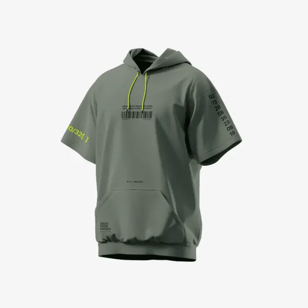 Áo hoodie tay ngắn màu xanh rêu